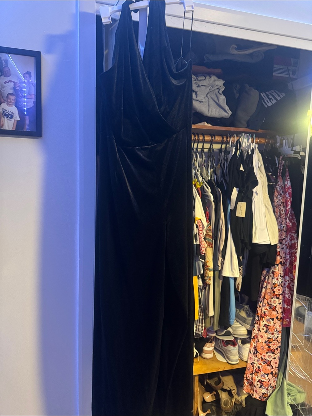 Nine West Black Velvet Maxi Dress with Cowl Neck